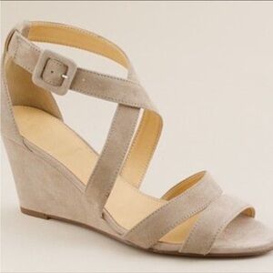J. Crew nude wedge suede sandals, size 8.